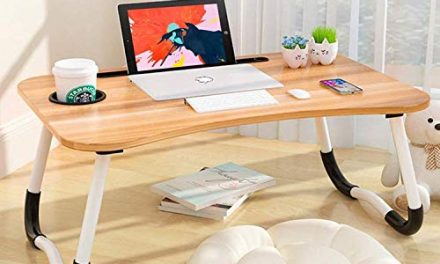 VSU Foldable Bed Study Table Portable Multifunction Laptop Table Lapdesk for Children Bed Foldabe Table Work Office Gaming Home with Tablet Slot & Cup Holder Bed Study Table Gold (WOOD)